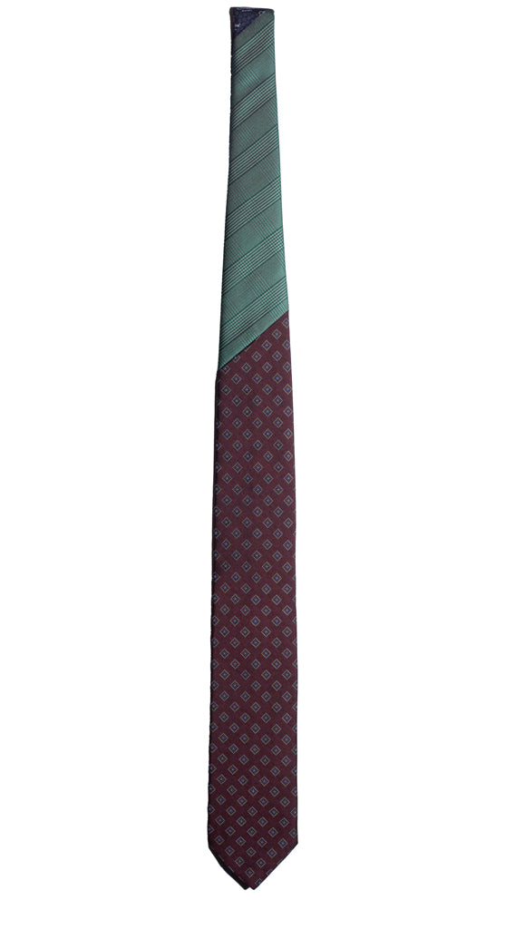 Cravatta Bordeaux Verde Celeste Nodo in Contrasto Verde Principe di Galles Made in Italy Graffeo Cravatte Intera
