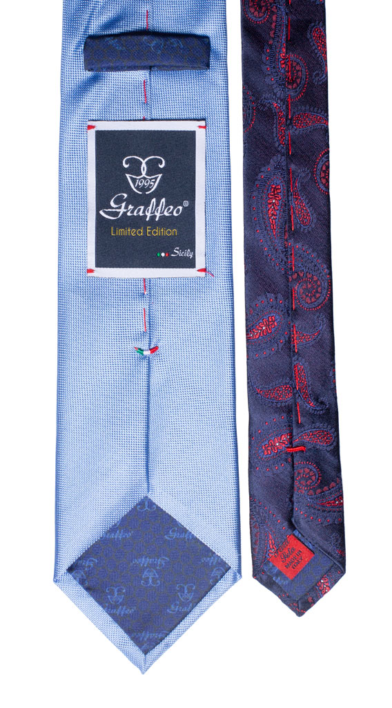 Cravatta Celeste Nodo in Contrasto a Quadri Blu Celeste Made in Italy graffeo Cravatte Pala