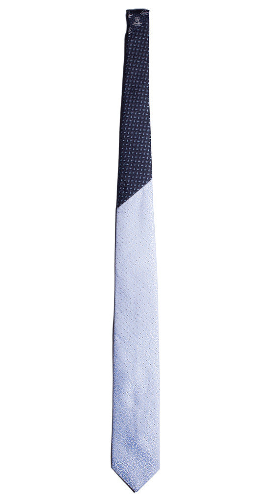 Cravatta Celeste a Fiori Bianchi Nodo in Contrasto Blu Made in Italy graffeo Cravatte Intera