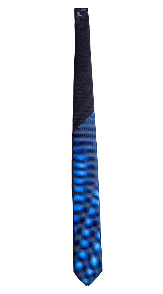 Cravatta Cerimonia Bluette Fantasia Gialla Nodo in Contrasto Blu Made in Italy Graffeo Cravatte Intera