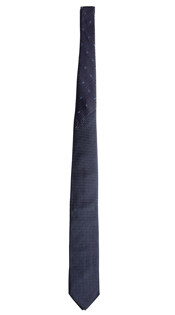 Cravatta Cerimonia Grigia Nodo in Contrasto Blu Nero Paisley Made in Italy Graffeo Cravatte Intera