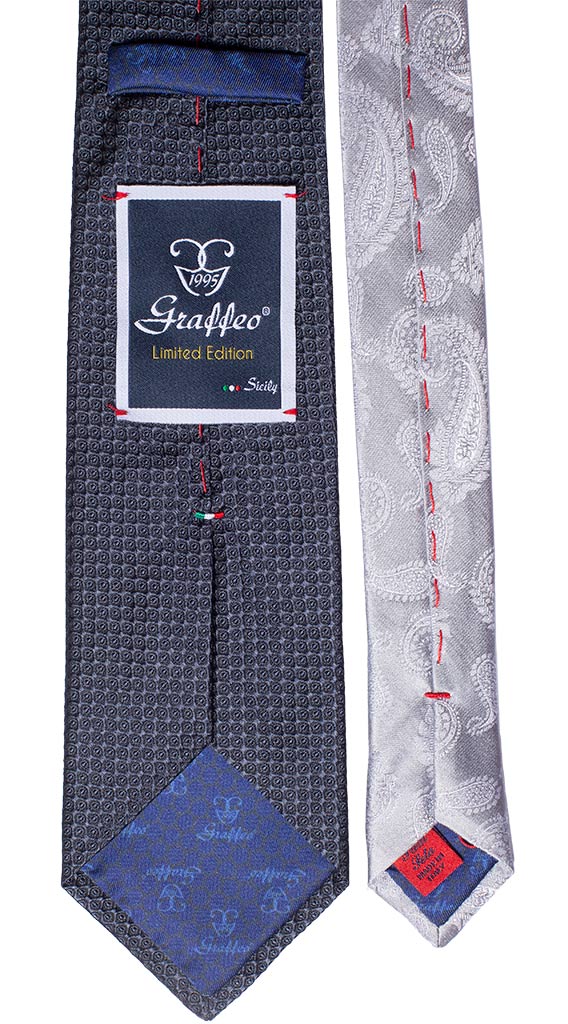 Cravatta Cerimonia Grigio Scuro Nodo in Contrasto Grigio Made in Italy Graffeo Cravatte Pala