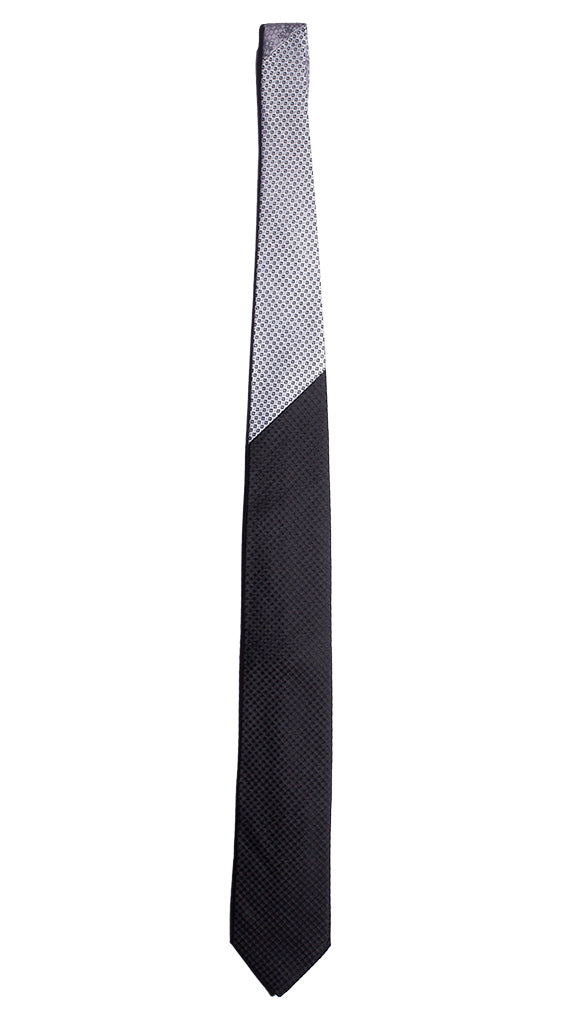Cravatta Cerimonia Nera Nodo in Contrasto Bianco Nero Made in Italy Graffeo Cravatte Intera