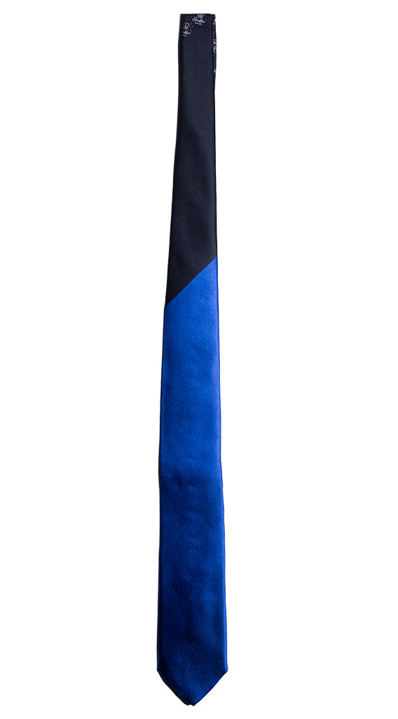 Cravatta Cerimonia di Raso Bluette Nodo in Contrasto Blu Made in Italy Graffeo Cravatte Intera