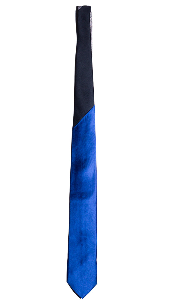 Cravatta Cerimonia di Raso Bluette Nodo in Contrasto Blu Made in Italy Graffeo Cravatte Intera