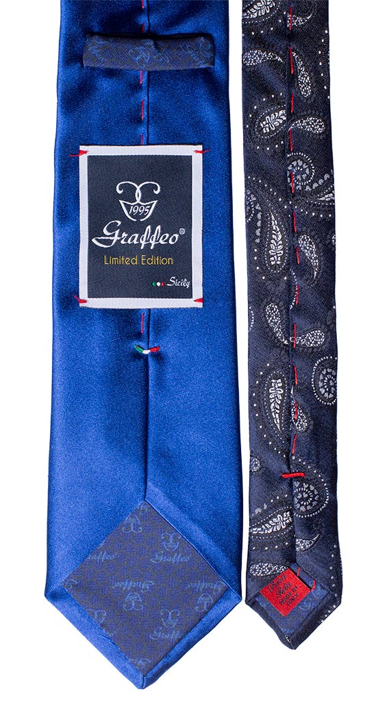 Cravatta Cerimonia di Raso Bluette Nodo in Contrasto Blu Made in italy graffeo Cravatte Pala