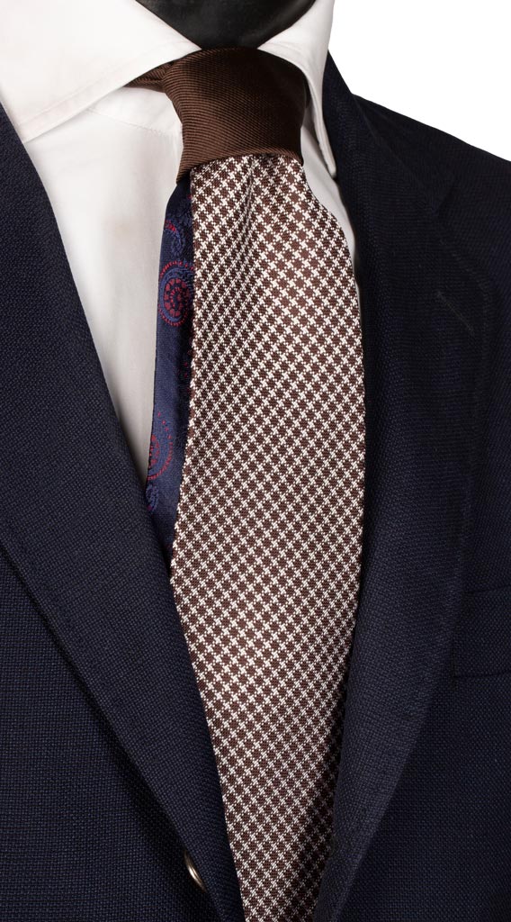 Frederick Thomas Designer Uomo Cravatta - Granata Burgundy - Ricamato - Foto 4