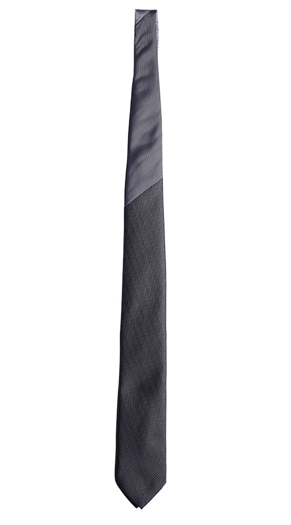 Cravatta Fantasia Bianco Nera Nodo in Contrasto Punto a Spillo Bianco Nero Made in Italy Graffeo Cravatte Intera
