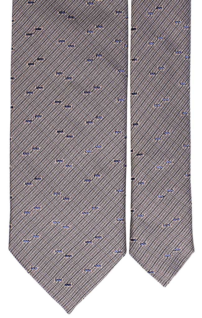 Cravatta Fantasia Blu Beige e Grigia Made in Italy Graffeo Cravatte Pala