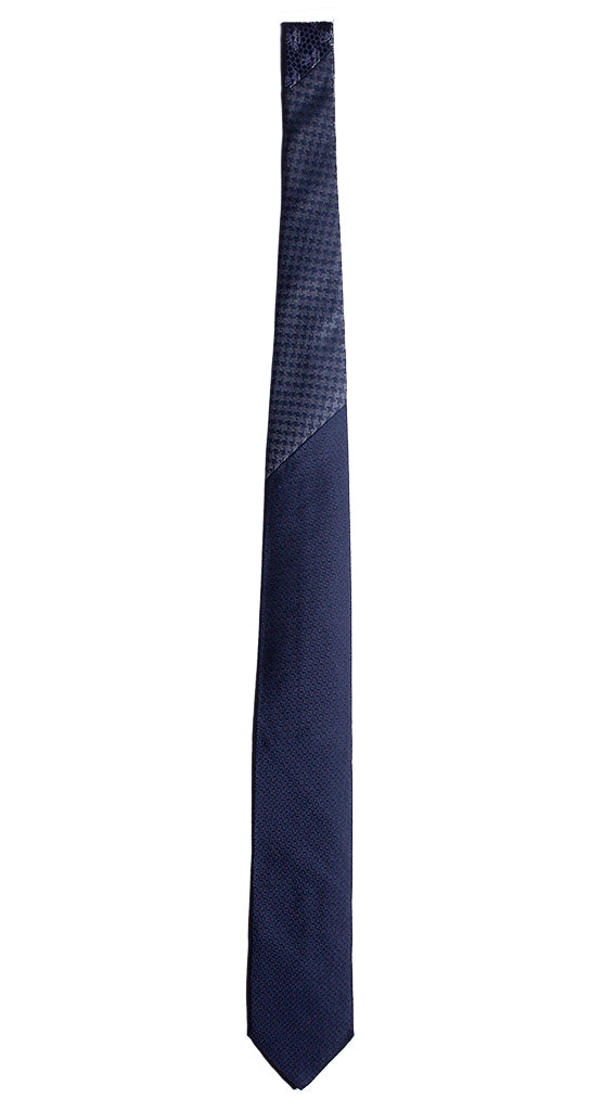 Cravatta Fantasia Blu Nodo in Contrasto Pied de Poule Grigio Blu Made in Italy Graffeo Cravatte Intera