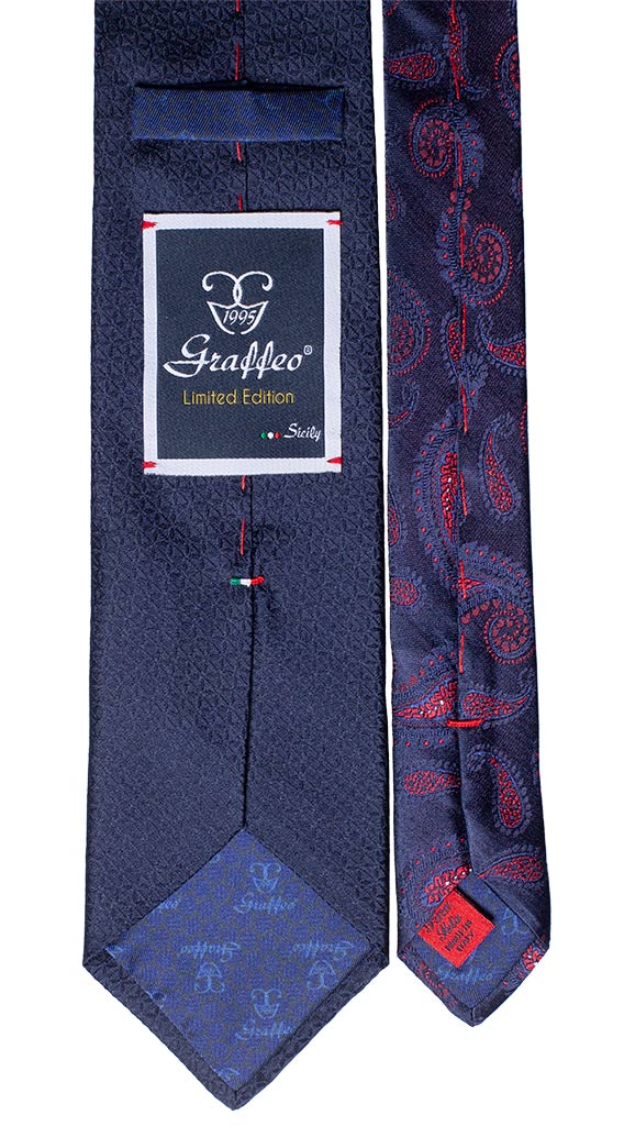 Cravatta Fantasia Blu Nodo in Contrasto Pied de Poule Grigio Blu Made in Italy Graffeo Cravatte Pala