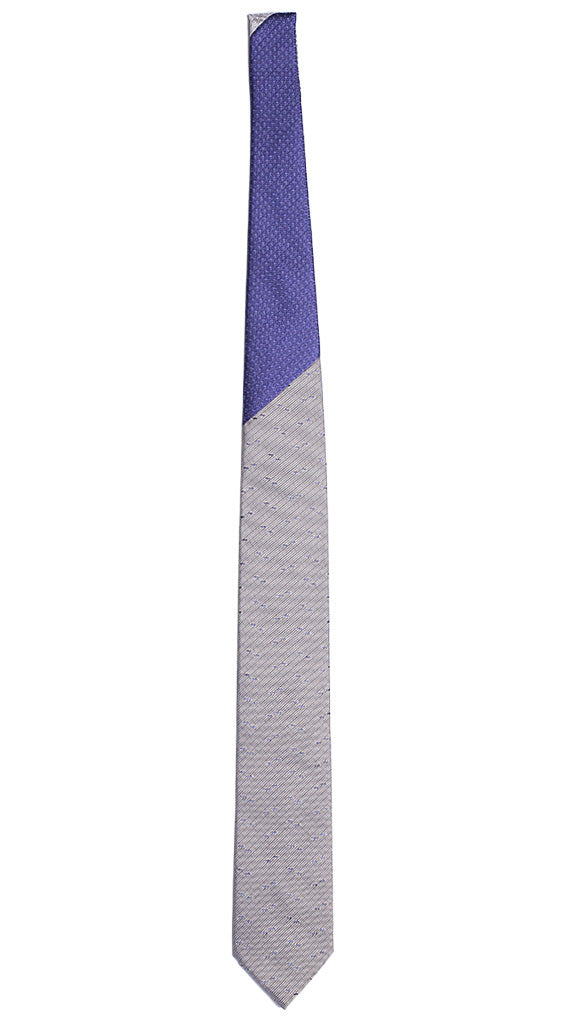 Cravatta Fantasia Grigio Beige Bluette Nodo in Contrasto Bluette Fantasia Tono su Tono Made in Italy Graffeo Cravatte Intera