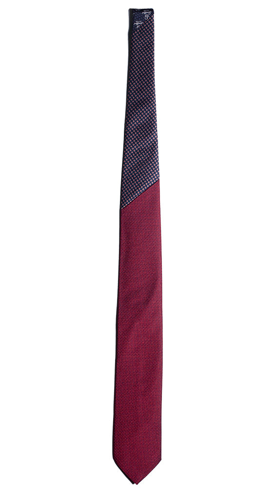 Cravatta Fantasia Rossa Bluette Nodo in Contrasto Blu Rosso Made in Italy Graffeo Cravatte Intera