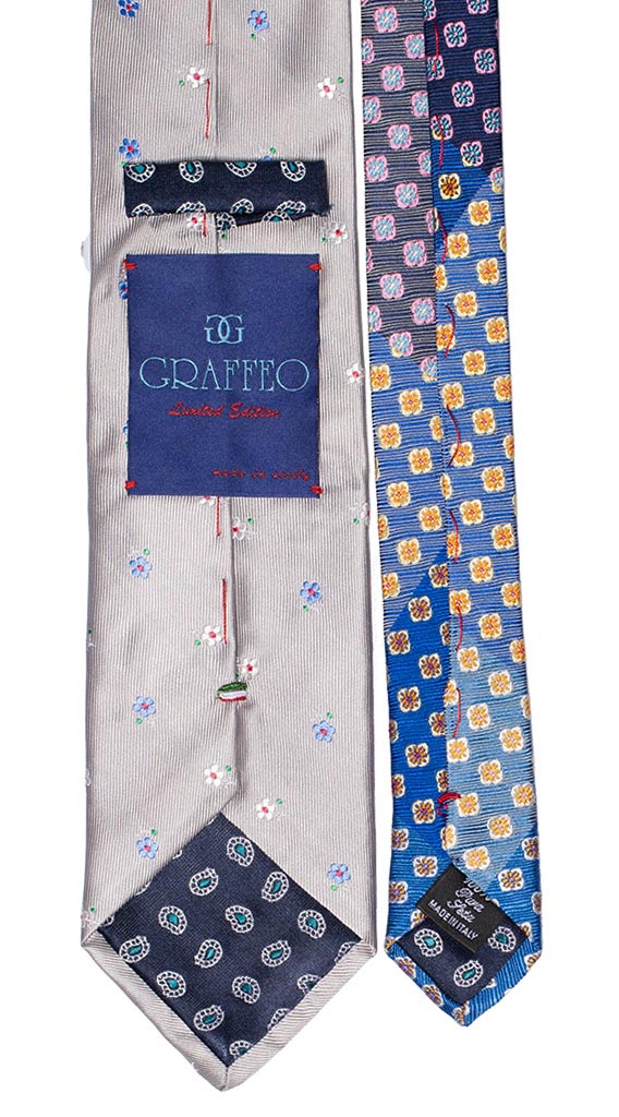Cravatta Ghiaccio Fantasia Floreale Bianca Rossa Verde Celeste Nodo a Contrasto Blu Tinta Unita Made in Italy Graffeo Cravatte Pala