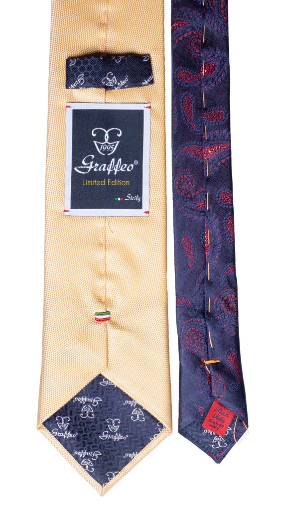 Cravatta Gialla Nodo in Contrasto Blu Giallo Made in Italy Graffeo Cravatte Pala