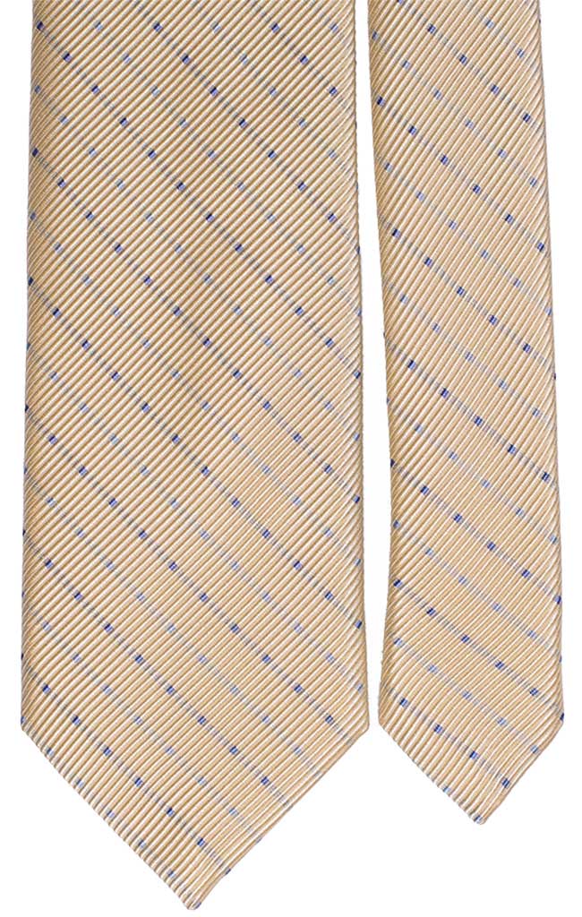 Cravatta Gialla con Fantasia Celeste e Bluette Made in Italy Graffeo Cravatte Pala