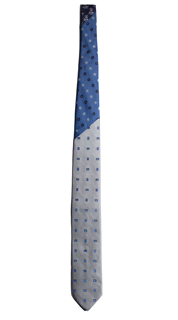 Cravatta Grigia Fantasia Bluette Nodo in Contrasto Bluette a Fantasia Made in Italy graffeo Cravatte Intera