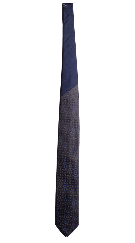 Cravatta Grigia Scura Fantasia Blu Nodo in Contrasto Blu Made in Italy Graffeo Cravatte intera