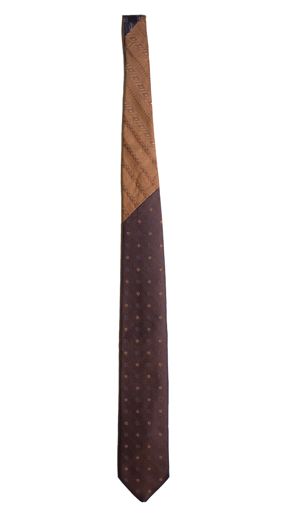Cravatta Marrone Fantasia Blu Nodo in Contrasto Color Cammello Made in Italy Graffeo Cravatte Intera
