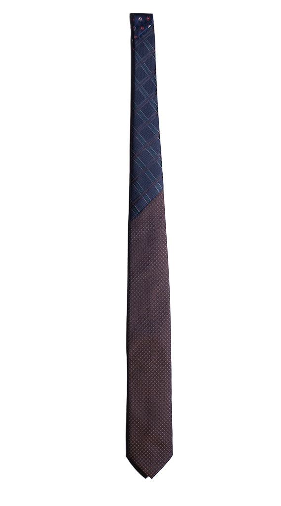 Cravatta Marrone Nodo in Contrasto Blu a Quadri Made in italy Graffeo Cravatte Intera