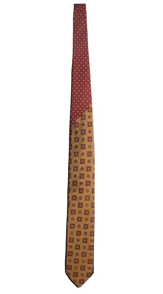 Cravatta Marrone chiaro Fantasia Ruggine Nodo in Contrasto Bordeaux Ruggine Made in Italy Graffeo Cravatte Intera