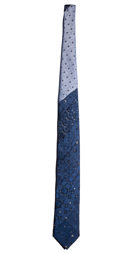 Cravatta Mosaico Avion Patchwork di Seta Beige Made in Italy Graffeo Cravatte Intera