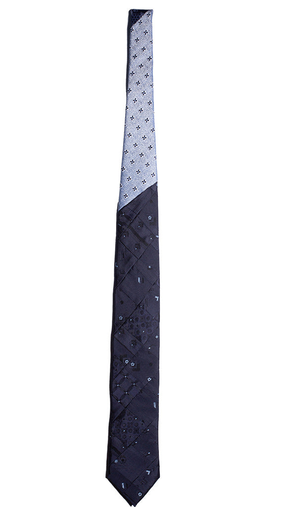 Cravatta Mosaico Blu Patchwork di Seta Celeste Made in italy Graffeo Cravatte intera