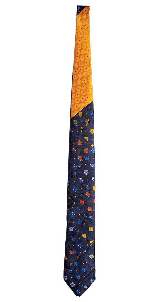 Cravatta Mosaico Blu Patchwork di Seta Multicolor Made in Italy Graffeo Cravatte Intera