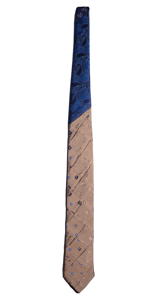 Cravatta Mosaico Patchwork di Seta Color Corda PM315