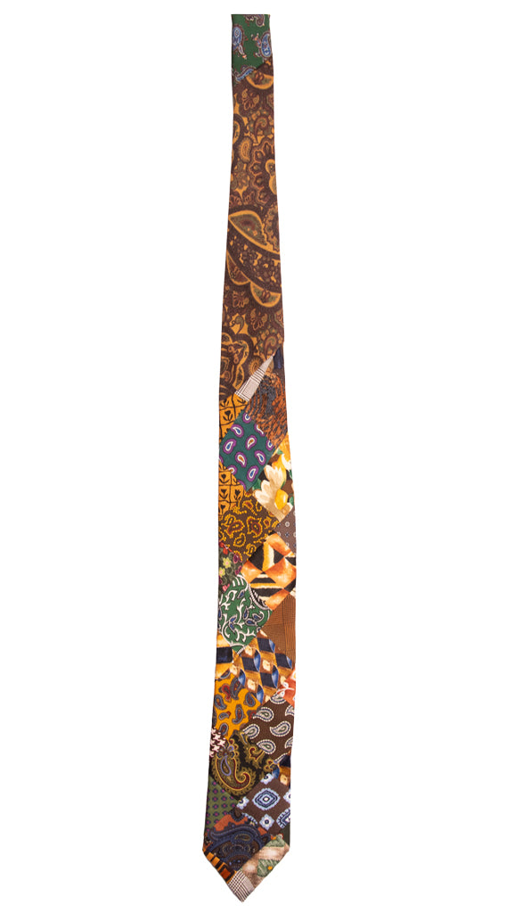 Cravatta Mosaico Patchwork Stampa di Seta Fantasia Multicolor Made in Italy Graffeo Cravatte Intera