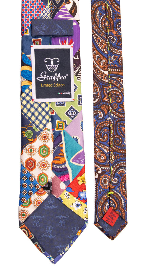 Cravatta Mosaico Patchwork Stampa di Seta Fantasia Multicolor Made in Italy Graffeo Cravatte Pala