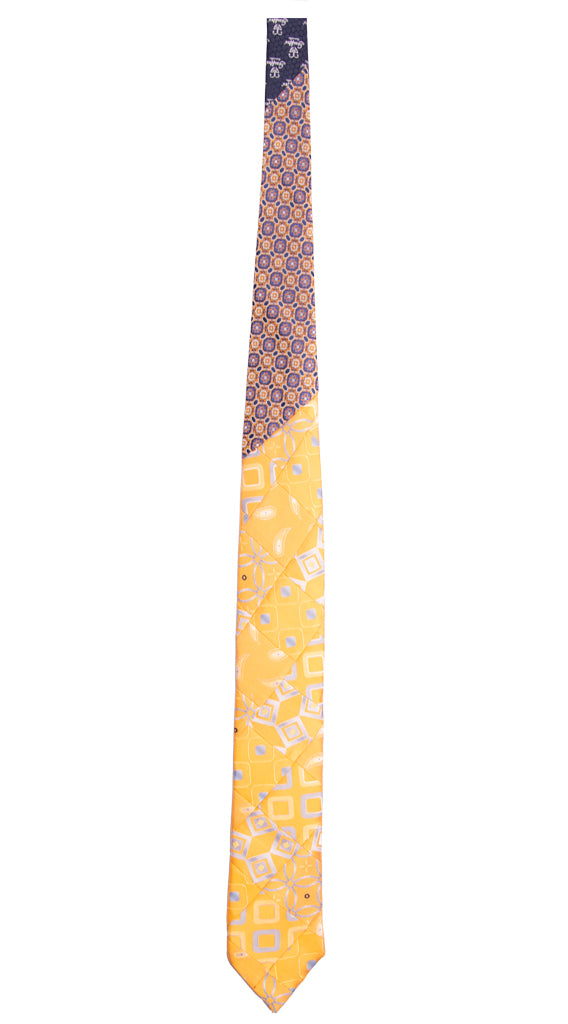 Cravatta Mosaico Patchwork di Seta Arancione Chiaro Fantasia Made in Italy Graffeo Cravatte Intera