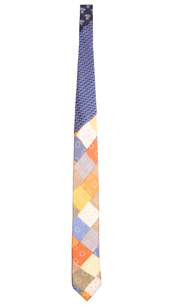 Cravatta Mosaico Patchwork di Seta Fantasia Multicolor Made in Italy Graffeo Cravatte Intera