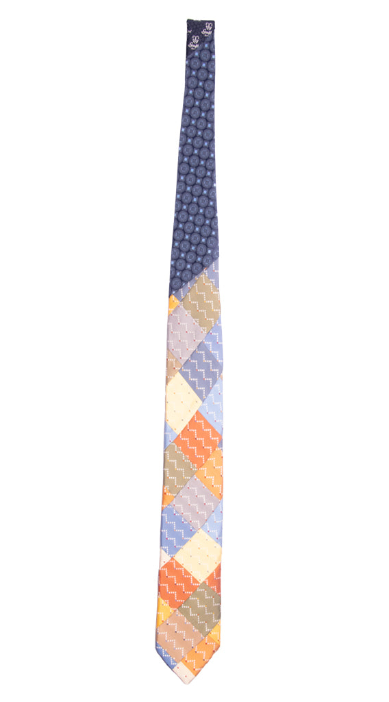 Cravatta Mosaico Patchwork di Seta Fantasia Multicolor Made in Italy graffeo Cravatte Intera