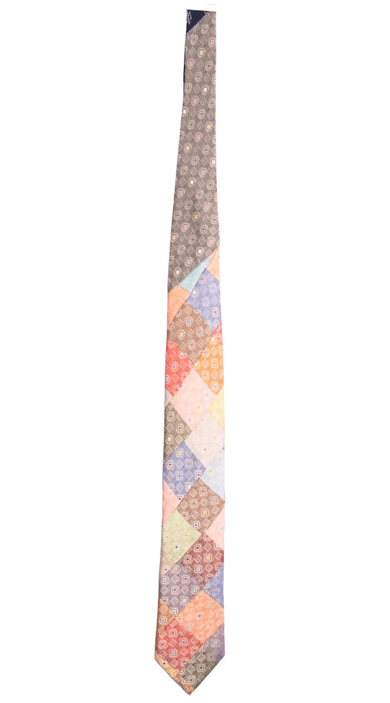 Cravatta Mosaico Patchwork di Seta Fantasia Multicolor Made in Italy graffeo Cravatte Intera