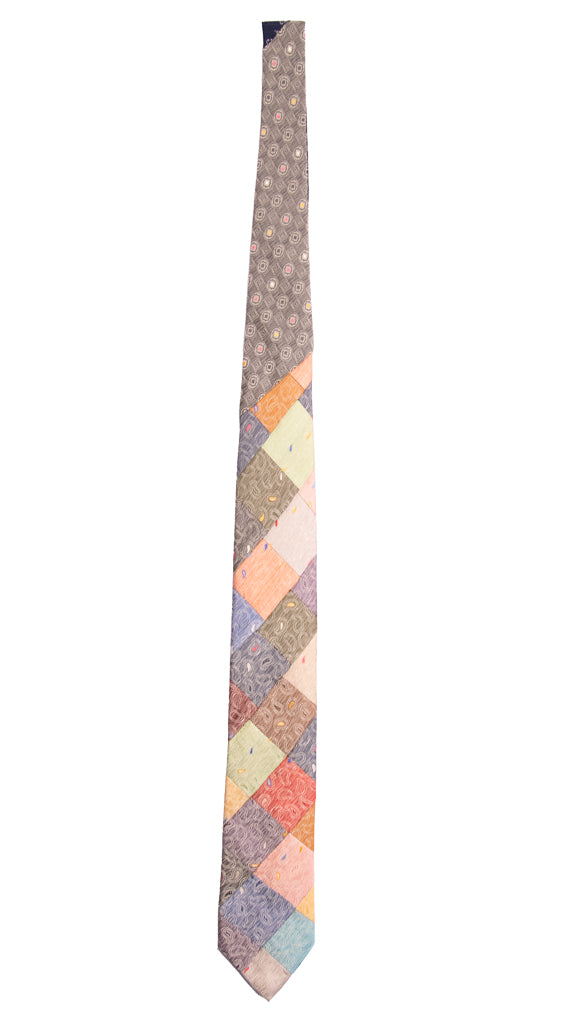 Man Mosaic Patchwork Silk Tie Multicolor Pattern PM502