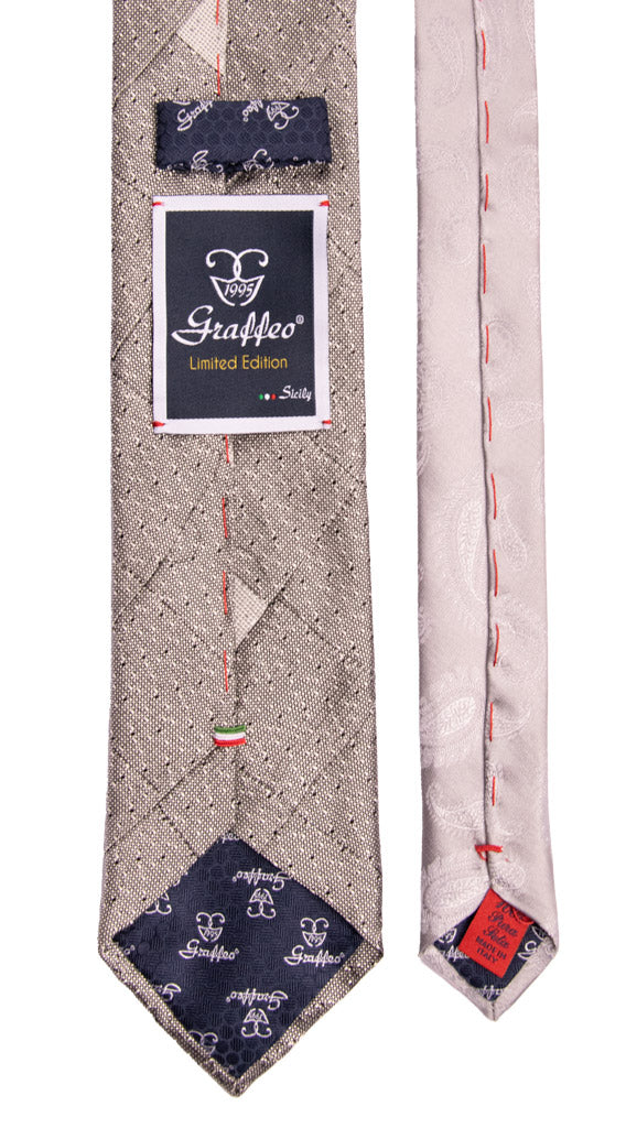 Cravatta Mosaico Patchwork di Seta Grigia Nera Fantasia Made in Italy Graffeo Cravatte Pala
