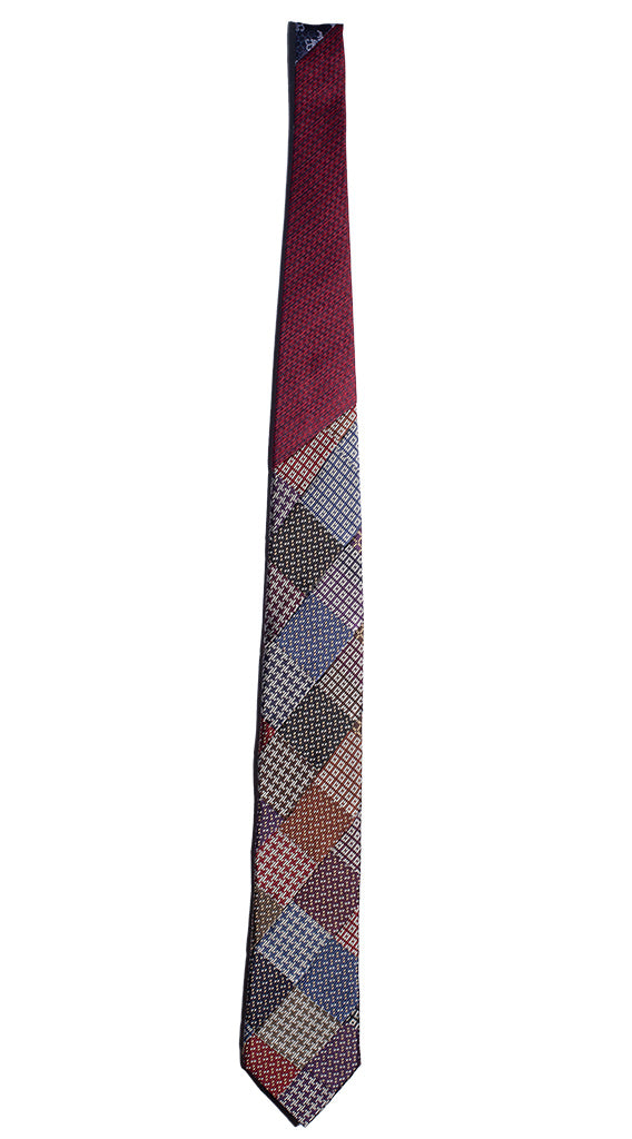 Cravatta Mosaico Patchwork di Seta Multicolor Made in Italy Graffeo Cravatte Intera