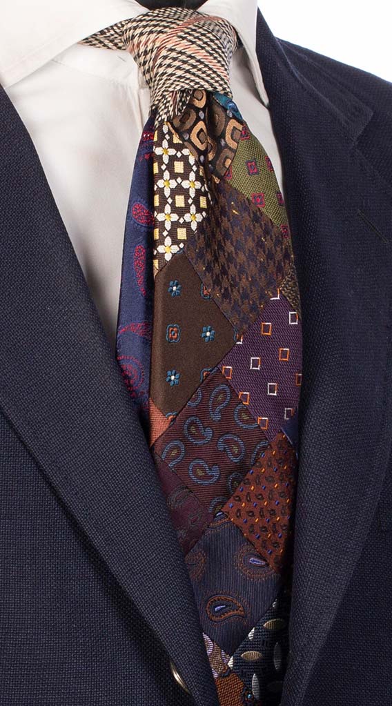 Cravatta Mosaico Patchwork di Seta Multicolor Made in Italy Graffeo Cravatte