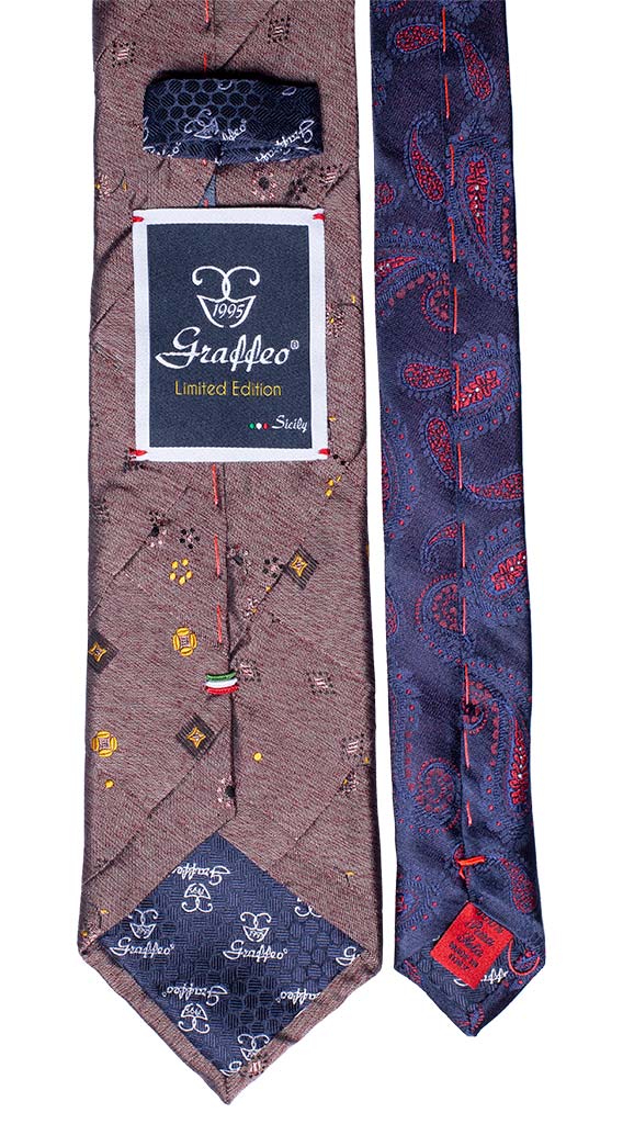 Cravatta Mosaico Rosa Antico Patchwork di Seta Giallo Made in italy Graffeo Cravatte Pala