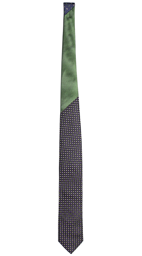 Cravatta Nera Fantasia Verde Viola Nodo in Contrasto Verde Tinta Unita Made in Italy Graffeo Cravatte Intera