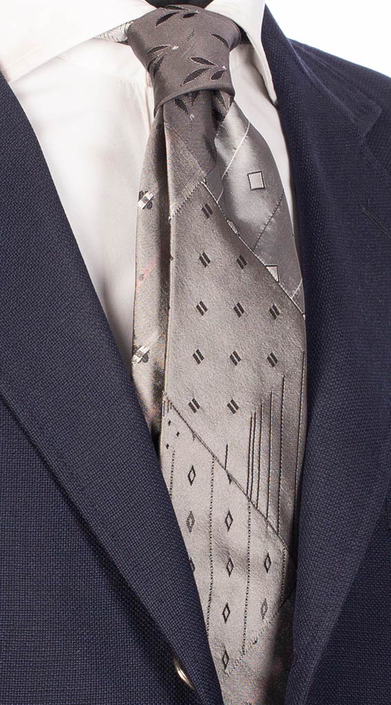 Cravatta Patchwork di Seta Grigio Antracite Made in Italy Graffeo Cravatte