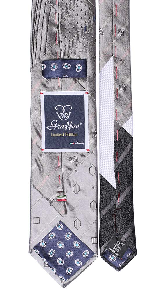 Cravatta Patchwork di Seta Grigio Antracite Made in Italy Graffeo Cravatte Pala