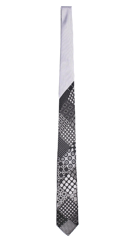 Cravatta Patchwork di Seta Nera Grigia Made in Italy Graffeo Cravatte Intera