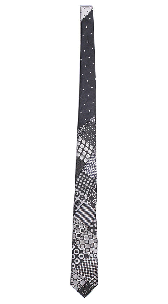 Cravatta Patchwork di Seta Nera Grigia Made in Italy Graffeo Cravatte Intera