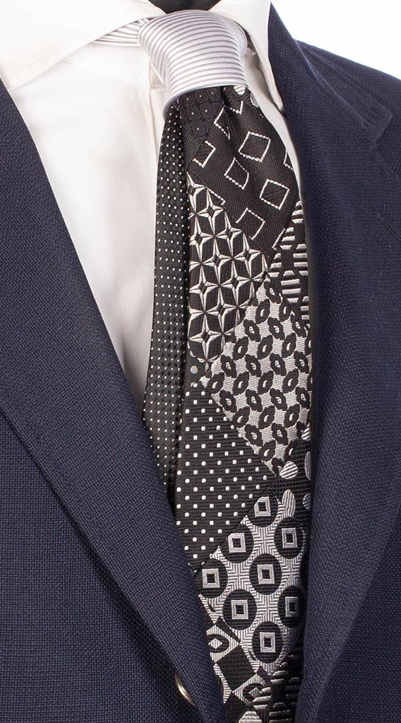 Cravatta Patchwork di Seta Nera Grigia Made in Italy Graffeo Cravatte