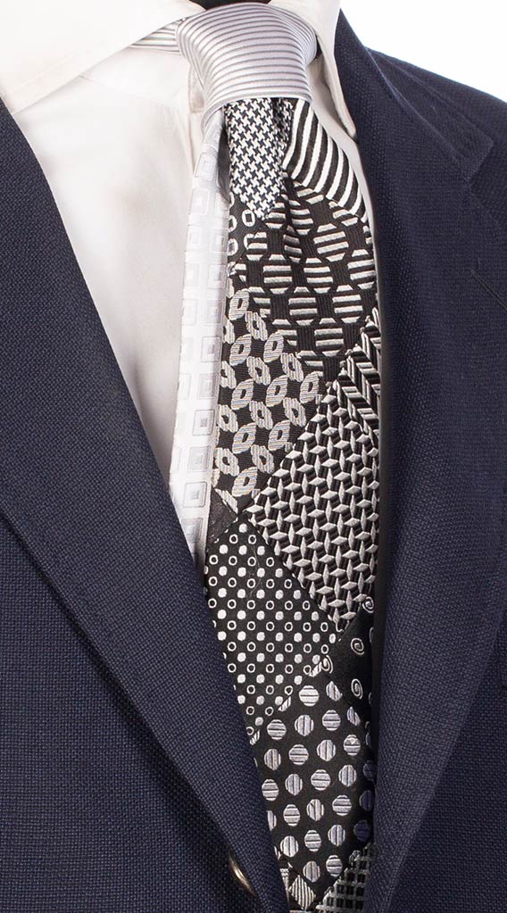 Cravatta Patchwork di Seta Nera Grigia Made in Italy Graffeo Cravatte