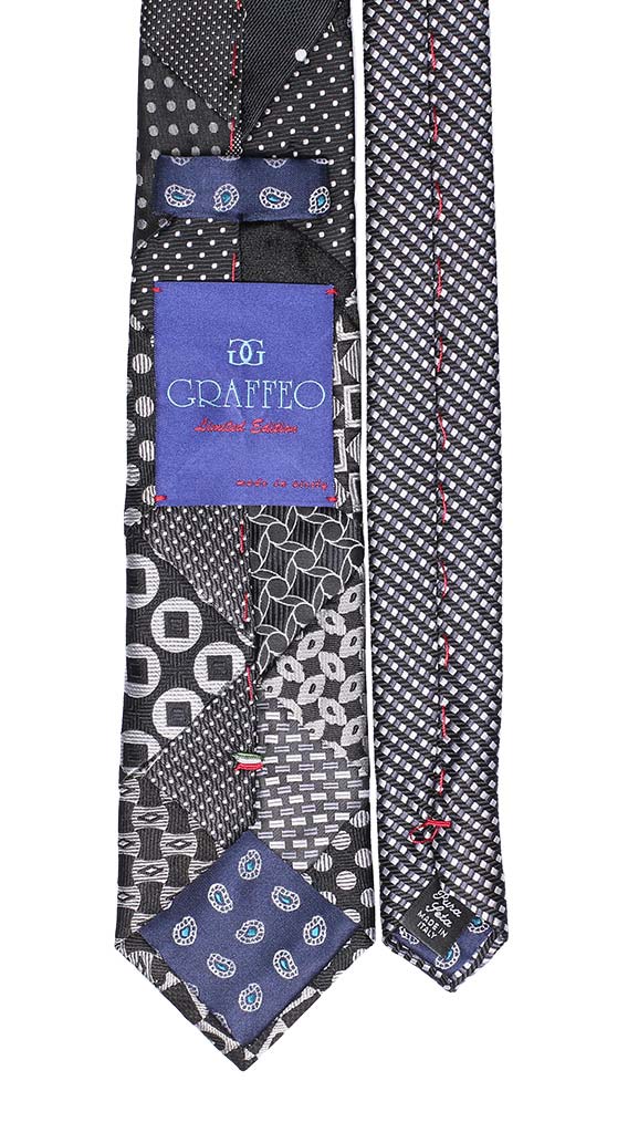 Cravatta Patchwork di Seta Nera Grigia Made in Italy Graffeo Cravatte Pala