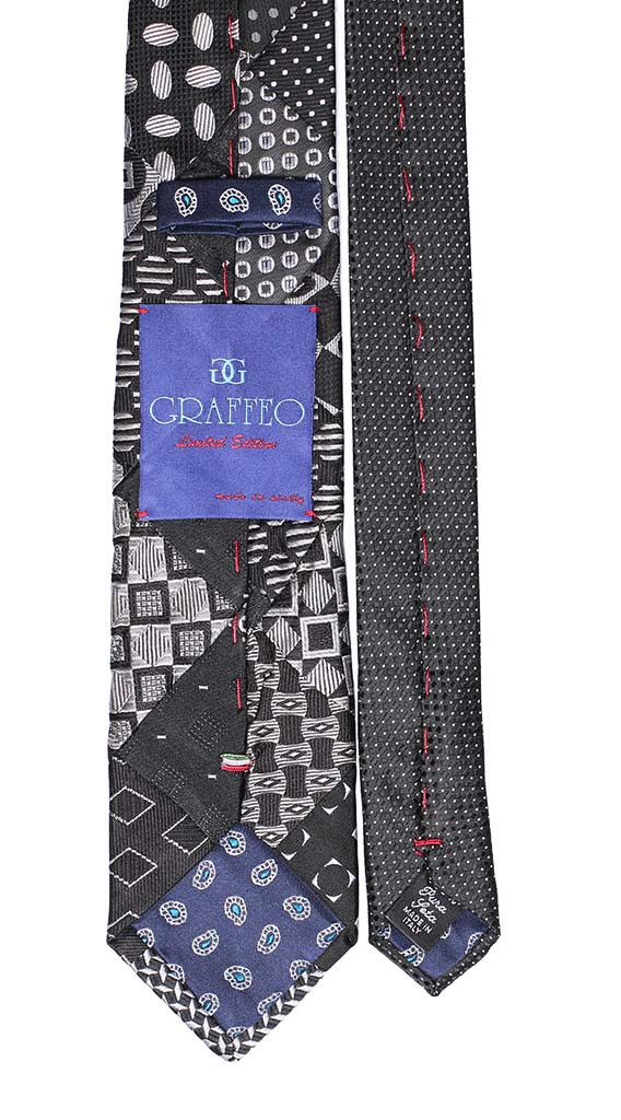 Cravatta Patchwork di Seta Nera Grigia Made in Italy graffeo Cravatte Pala