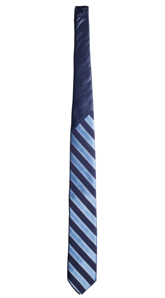 Cravatta Regimental Azzurra Blu Nodo in Contrasto Blu Azzurro Made in Italy Graffeo Cravatte Intera